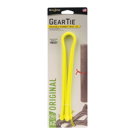 Nite Ize TWIST TIE NEON YLW 18"" GT18-2PK-33